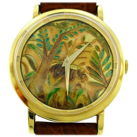Universal Geneve Yellow Gold Wristwatch with Cloisonne