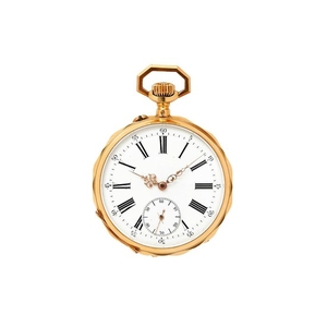 Unsigned, French gold open face keyless wind pocket watch