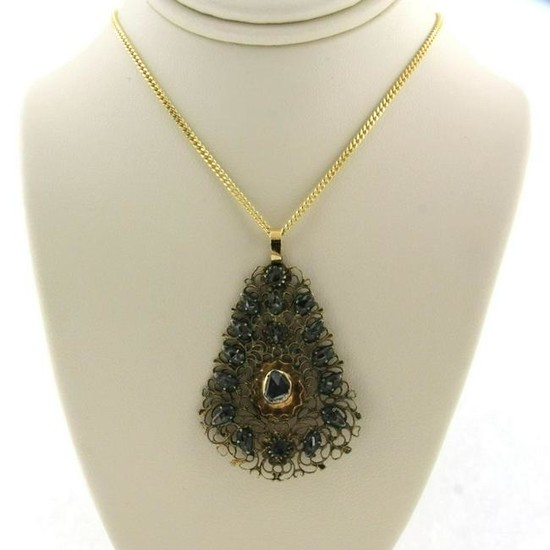 Victorian diamond pendant, with modern chain