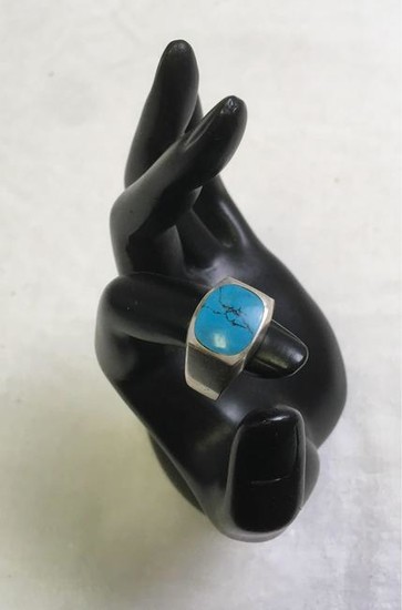 Vintage Artisan Sterling Silver and Turquoise Ring