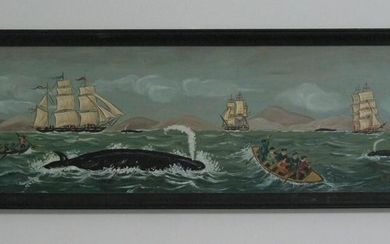 Vintage New England whaling painting.