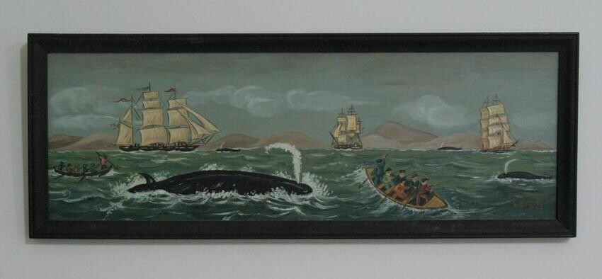 Vintage New England whaling painting.