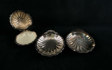 Vintage Silver Plated Clam Shell Condiment Dishes Lot Of 3