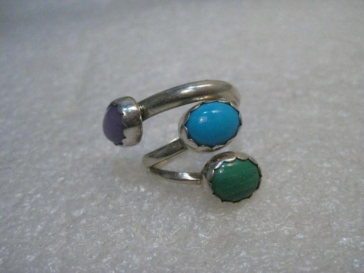 Vintage Sterling Southwestern Bypass Ring, Turquoise