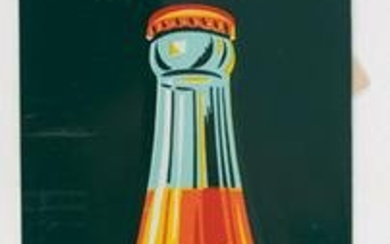 Vintage tin Advertising Sign with raised bottle for "Sun Spot Orange Drink", by "Scioto Sign Co.
