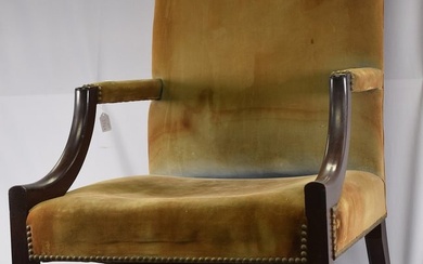 WALLACE NUTTING MAHOGANY LOLLING CHAIR.