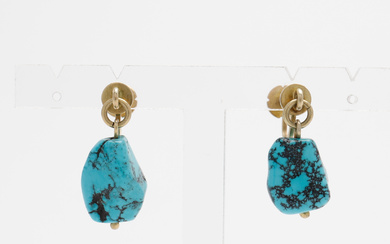 WIWEN NILSSON. EARRINGS WITH TURQUOISES, A PAIR.