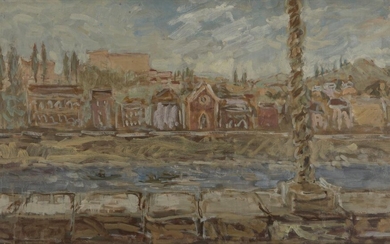 William D. Clyne, Scottish 1922¬®1981 - Bank of the Seine; oil on board, 43.4 x 74.6 cm (ARR) Provenance: the Estate of the Artist
