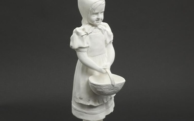 Young girl with a basket. Signed CBLE 1226 eneret. Painted plaster. Circa...