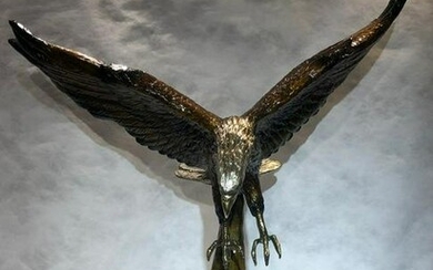 handcast bronze eagle sculpture finished in a