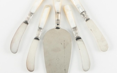 Mother of Pearl Handled Cake Server and Butter Spreaders