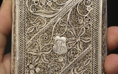 sterling or 800 silver filigree card case