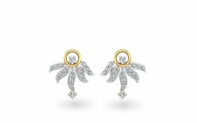 0.17 Ct Round White Diamond 18K Gold Earrings For Women