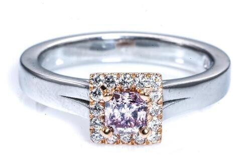 0.35ct Brownish Purplish Pink Diamond Ring GIA
