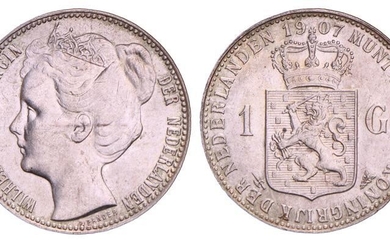 1 Gulden Wilhelmina 1907. FDC - (krasjes op gezicht).