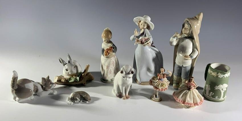 10 Lladro, Royal Copenhagen Porcelain Figures