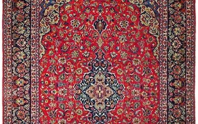 10 x 14 Red Signed Persian Kashan Rug