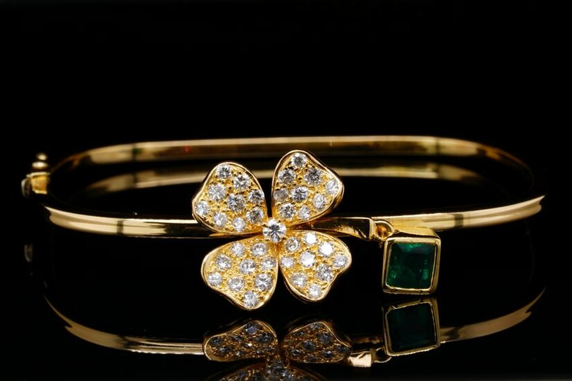 1.00ct Emerald, 1.00ctw Diamond & 18K Bracelet