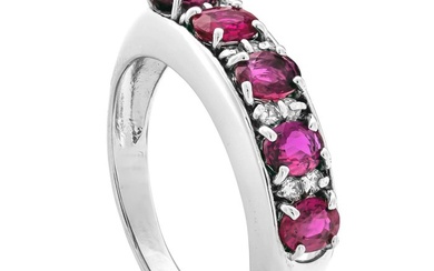 1.09 tcw Ruby Ring Platinum - Ring - 1.00 ct Ruby - 0.09 ct Diamonds - No Reserve Price