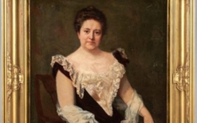 James Allen St. John (American, 1872-1957) Portrait of a Lady in a Lace-lined Black Dress
