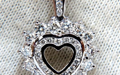 1.20ct natural diamonds heart pendant 14kt double row+