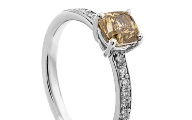 1.21 tcw Diamond Ring - 14 kt. White gold - Ring - 1.03 ct Diamond - 0.18 ct Diamonds - No Reserve Price