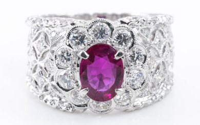 1.22ct Thai Ruby and Diamond Ring GIA
