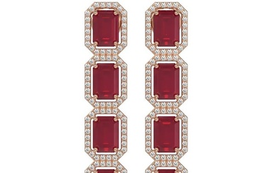 12.33 ctw Ruby & Diamond Micro Pave Halo Earrings 10k Rose Gold