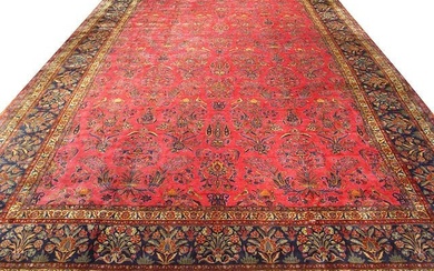 13 x 21 Antique Persian Sarouk 1950s Wool Rug