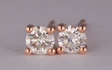 14 kt. White gold - Earrings - 0.42 ct Diamond