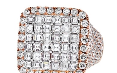 14K Rose Gold 11.25cts Mens Diamond Cluster Ring