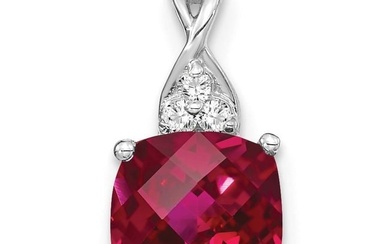 14K White Gold Created Ruby Diamond