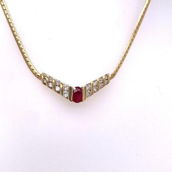 14Kt Gold With 0.68Ct Ruby & 0.68Ct Natural Diamonds