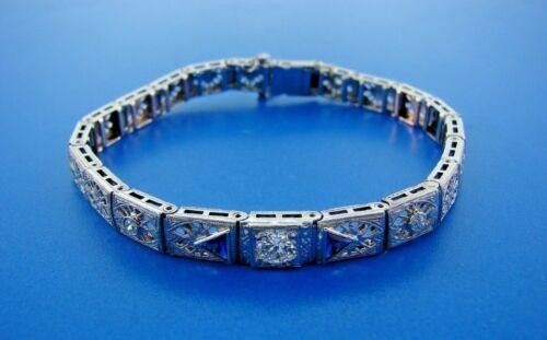 14k White Gold, Diamond & Sapphire Bracelet