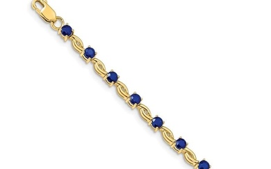14k Yellow Gold Sapphire Bracelet - 7