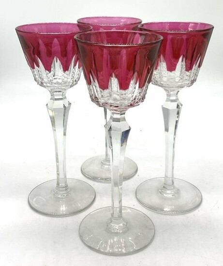 16 Set BACCARAT Ruby Toned Crystal Wine Glasses