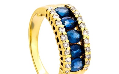 1.71 tcw Sapphire Ring - 18 kt. Yellow gold - Ring - 1.41 ct Sapphire - 0.30 ct Diamonds - No Reserve Price