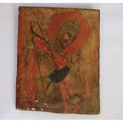 17th century Macedonian painted wood triptych panel 'The Lef...