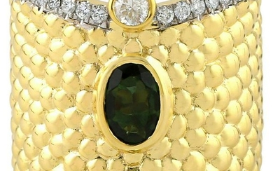 18 Karat Yellow Gold Tourmaline Diamond Ring