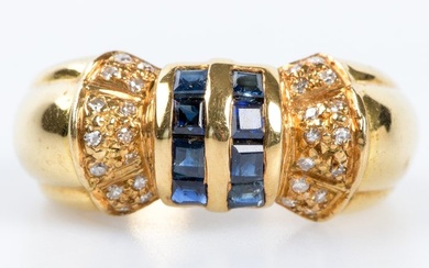 18 kt. Gold - Ring Diamonds - Sapphires