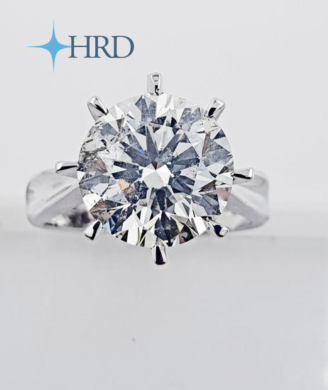 18 kt. Gold, White gold - Ring - 4.04 ct Diamond - HRD