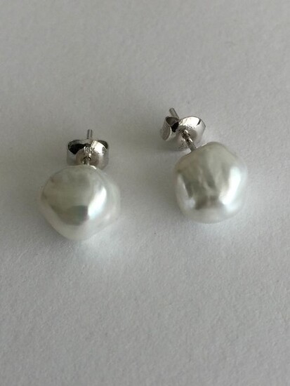 18 kt. Keshi pearls, 10.5x9.5mm - Earrings