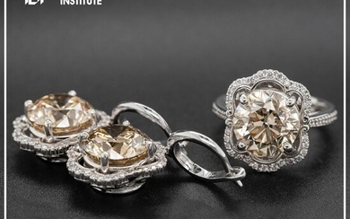 18 kt. White gold, 17.85g - Earrings, Ring - 16.22 ct Diamond