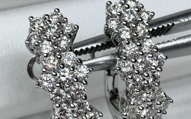 18 kt. White gold - Earrings - 1.44 ct Diamonds - Diamond