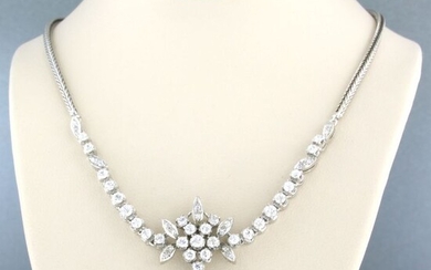 18 kt. White gold - Necklace - 1.25 ct Diamond - Sapphire