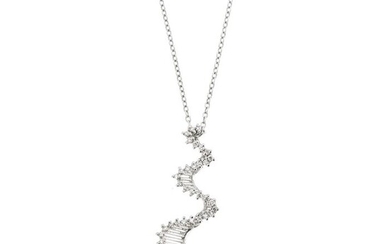 18 kt. White gold - Necklace with pendant - 0.47 ct Diamonds