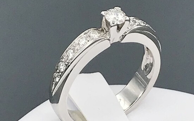 18 kt. White gold - Ring - 0.15 ct Diamond - Diamonds 0.50