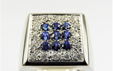 18 kt. White gold - Ring - 0.50 ct Diamond - Sapphire