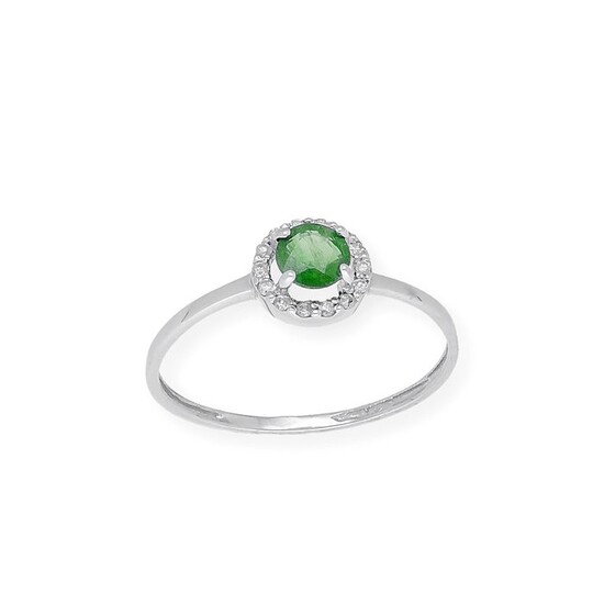 18 kt. White gold - Ring - 1.30 ct Emerald - Diamond