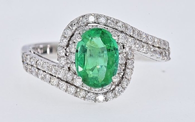 18 kt. White gold - Ring - 2.44 ct Emerald - Diamonds
